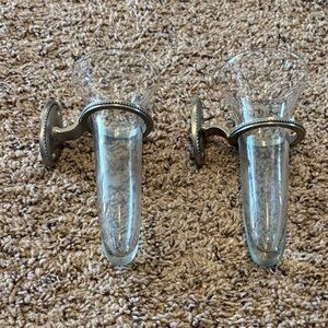 Glass Wall-Mounted Vases with Silver Accents